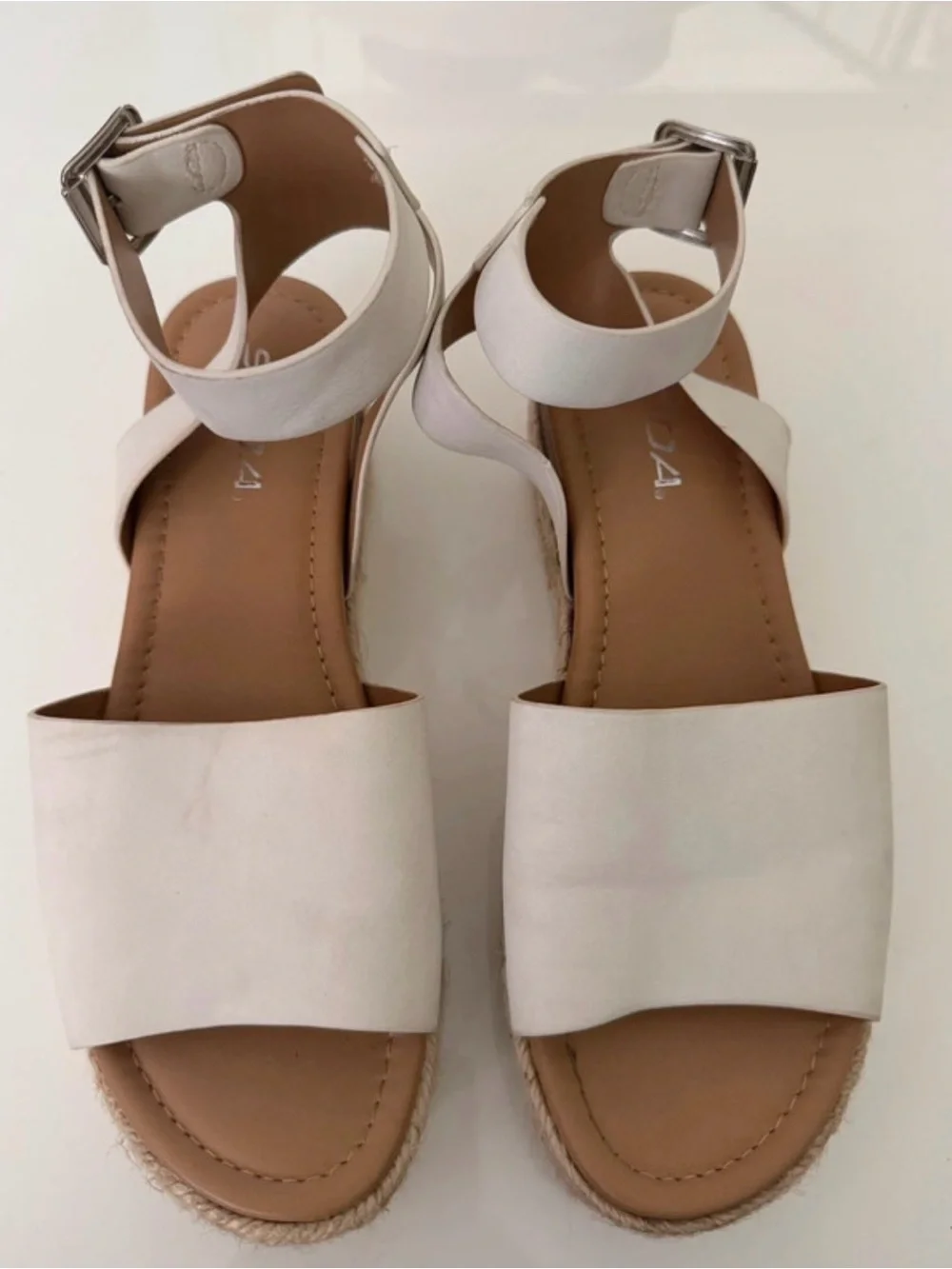 Soda White Espadrille Platform Sandals with Ankle Strap
